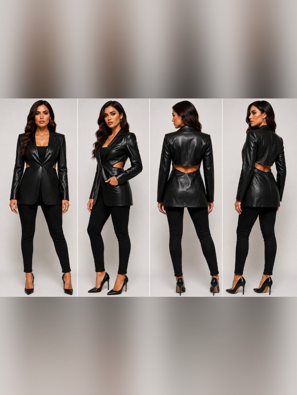 LUXE TO KILL Faux Leather Cutout Back Jacket | Edgy Black Statement Blazer